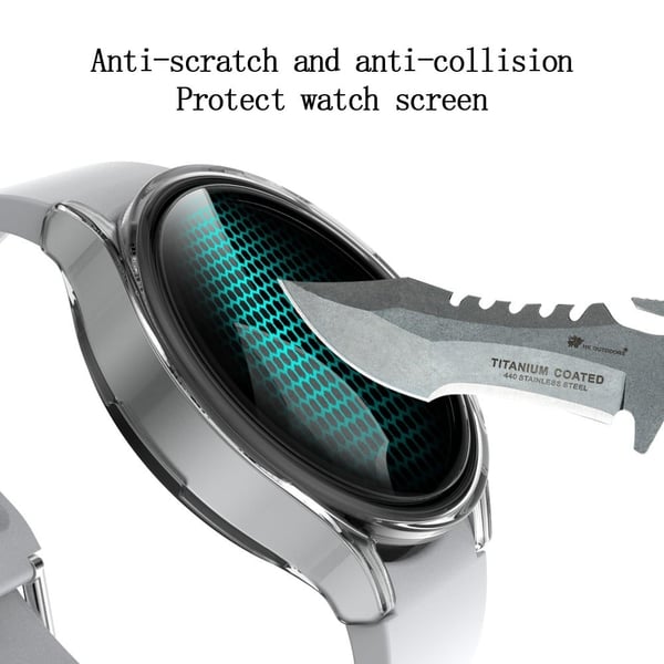 Samsung Galaxy Watch 4 (44 mm) matt deksel med skjermbeskytter i herdet glass - Gjennomsiktig