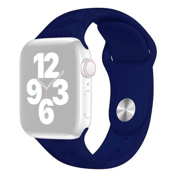 Apple Watch (41 mm) ensfarget mønsterklokkerem i silikon - Mørkeblå Solsikke