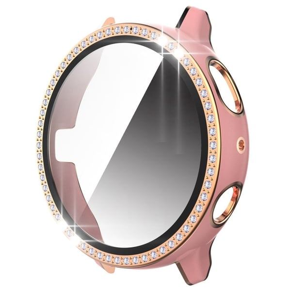 Samsung Galaxy Watch Active 2 - 44mm kaksivärinen strassikoristeinen koristeellinen suojus karkaistulla lasilla - Pinkki / Ruusukulta Samsung Galaxy Watch Active 2 - 44mm kaksivärinen strassikoristeinen koristeellinen suojus karkaistulla lasilla - Pinkki / Ruusukulta