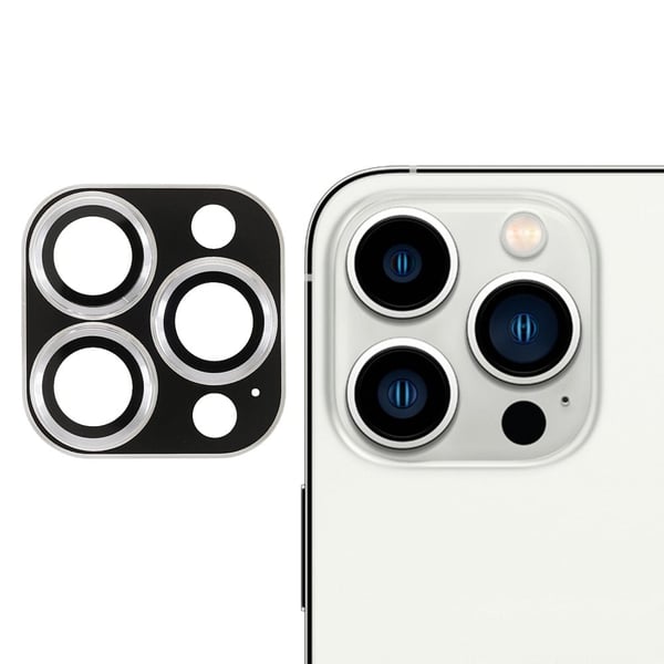 TOTU iPhone 13 Pro Max / 13 Pro aluminiumslegering + hærdet glas kameralinsebeskytter - Sølv