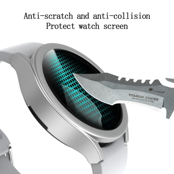 Samsung Galaxy Watch 4 (44 mm) matt deksel med skjermbeskytter i herdet glass - Sølv