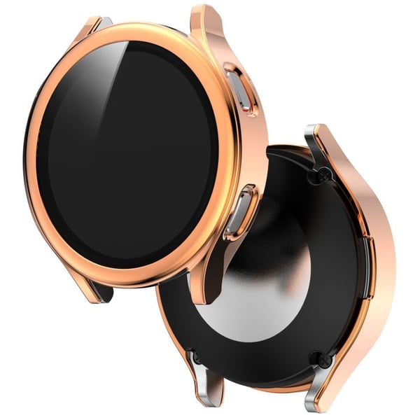 Samsung Galaxy Watch 4 (44 mm) galvanisert deksel med skjermbeskytter i herdet glass - Rose Gull