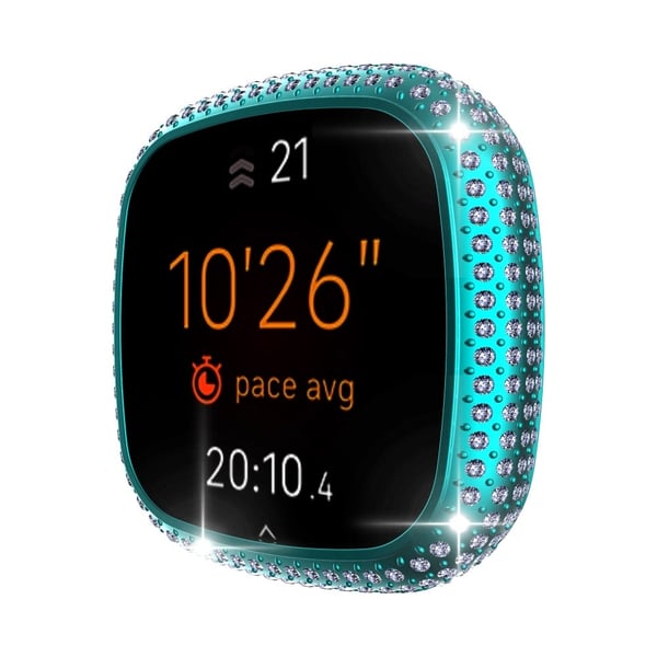 Fitbit Sense / Versa 3 fasjonabelt deksel med rhinestone-dekor - Cyan