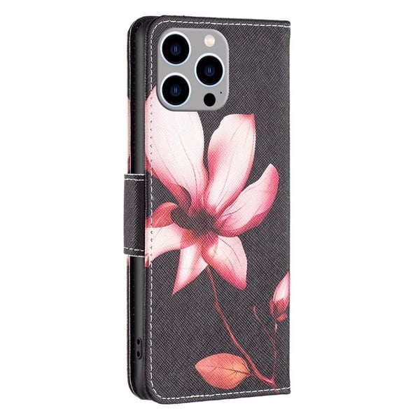 Wonderland iPhone 14 Pro Max flip-etui - Rosa Blomst