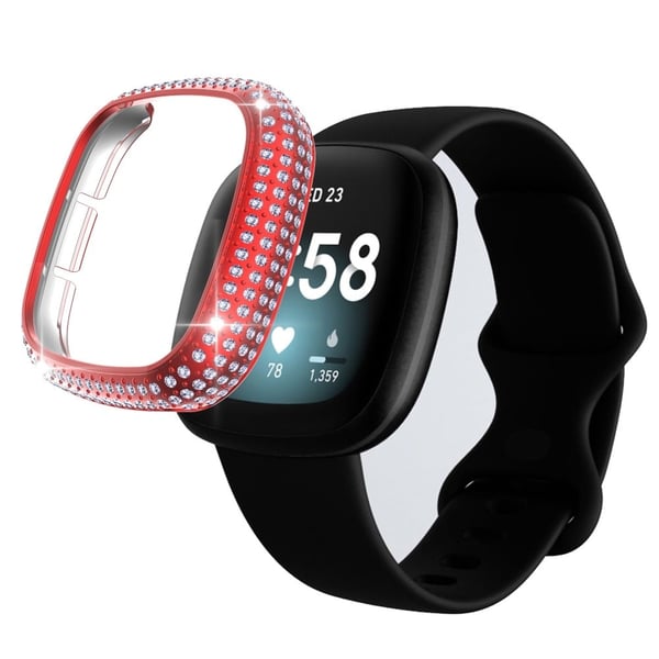 Fitbit Sense / Versa 3 fasjonabelt deksel med rhinestone-dekor - Rød