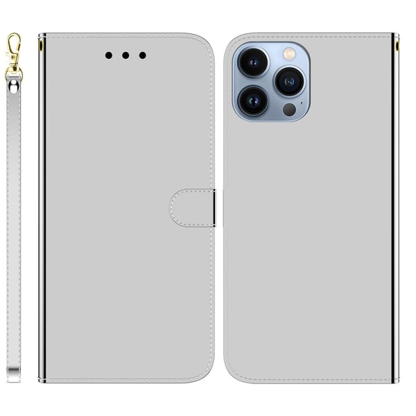 Mirror iPhone 14 Pro Max flip-etui - Sølv