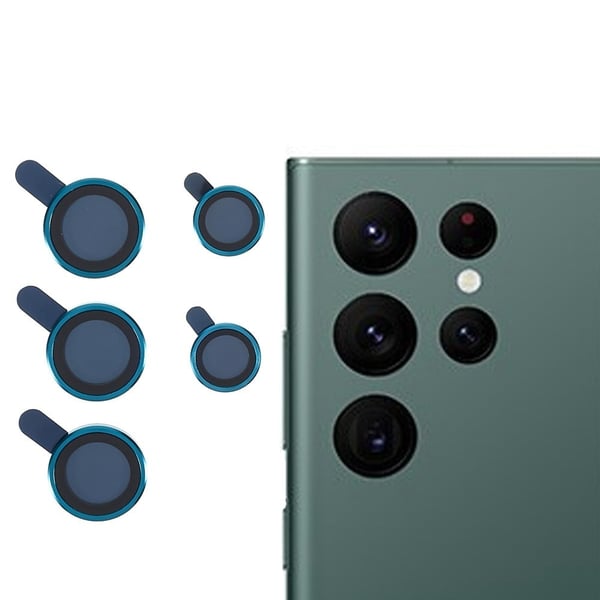 5Pcs Samsung Galaxy S22 Ultra metall + kameralinsskydd av härdat glas - Grön 5Pcs Samsung Galaxy S22 Ultra metall + kameralinsskydd av härdat glas - Grön
