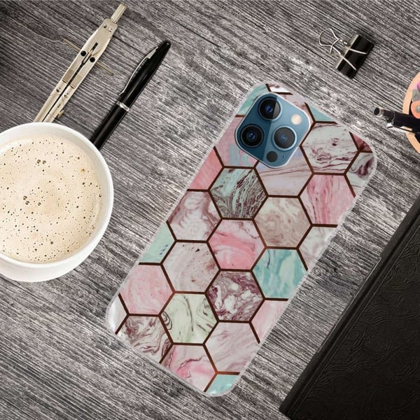Marmordesign iPhone 14 Pro Max deksel - Bikakeformet Marmormønster