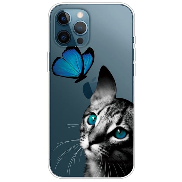 Butterfly iPhone 14 Pro skinnveske - Katt Og Sommerfugl