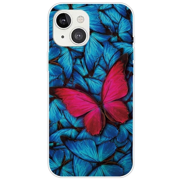 Butterfly iPhone 14 Plus skinnveske - Rød Sommerfugl