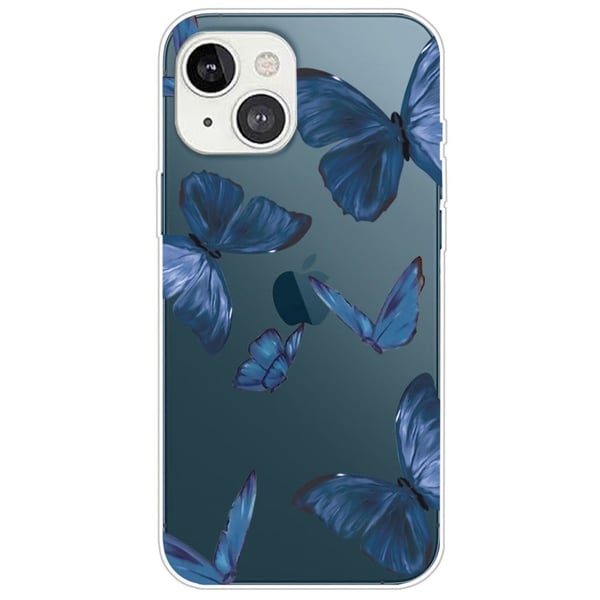 Butterfly iPhone 14 Plus skinnveske - Blå Sommerfugl