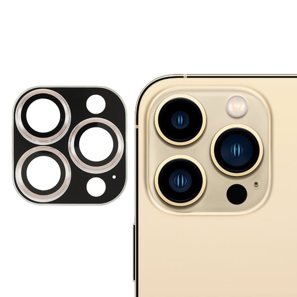 TOTU iPhone 13 Pro Max / 13 Pro aluminiumslegering + kameralinsebeskytter i herdet glass - Gull
