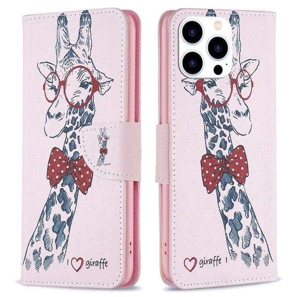 Wonderland iPhone 14 Pro flip kuoret - Kirahvi