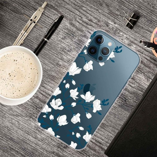 Deco iPhone 14 Pro Max deksel - Hvit Blomst