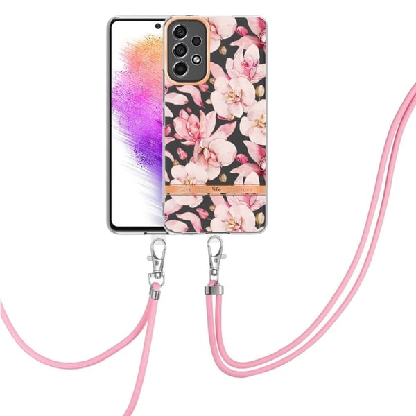 Slankt og slidstærkt softcover med nøglesnor til Samsung Galaxy A73 - Hc005 Pink Gardenia