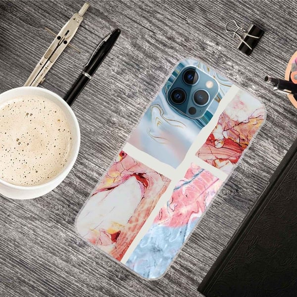 Marmordesign iPhone 14 Pro deksel - Bølgete Marmorfliser