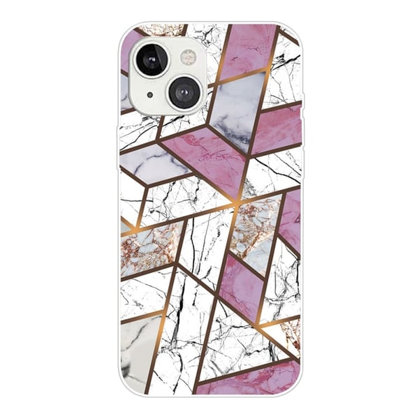 Marmordesign iPhone 14 deksel - Rose / Hvit / Grå Marmor
