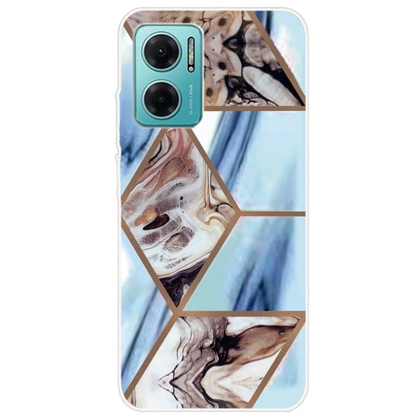 Marmordesign Xiaomi Redmi Note 11E deksel - Himmelblå Og Brun Marmor