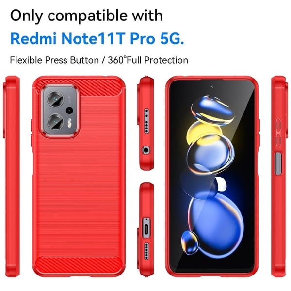 Carbon Flex Xiaomi Poco X4 GT / Xiaomi Redmi Note 11T Pro Plus / Xiaomi Redmi Note 11T Pro deksel - Rød