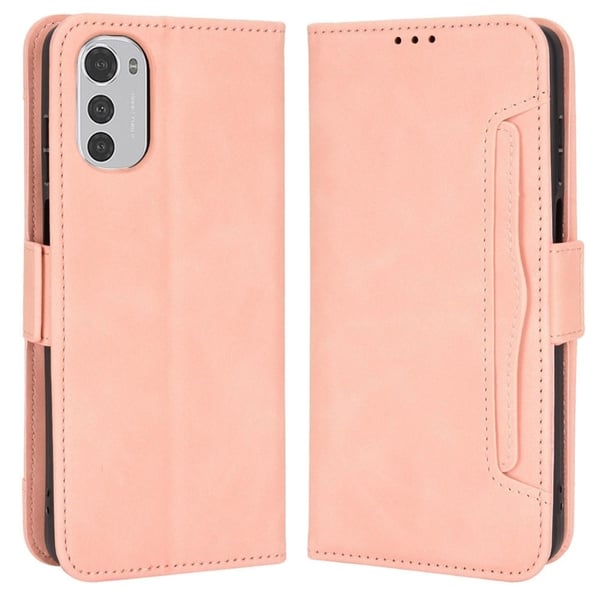 Lommebok-etui i moderne skinn-design Motorola Moto E32s / Motorola Moto E32 - Rosa