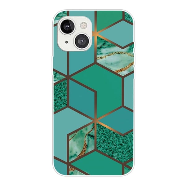Marmordesign iPhone 14 deksel - Blågrønn Marmorflis