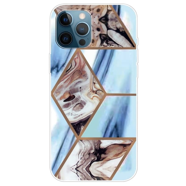 Marmordesign iPhone 14 Pro deksel - Himmelblå Og Brun Marmor