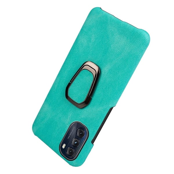 Støtsikkert skinndeksel med ovalt kickstand for Motorola Moto G (2022) - Lysegrønn