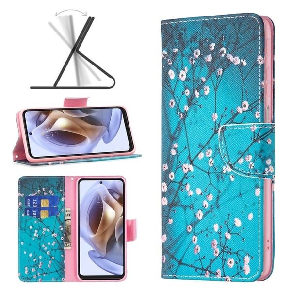 Wonderland Motorola Moto E32 flip-etui - Plommeblomst