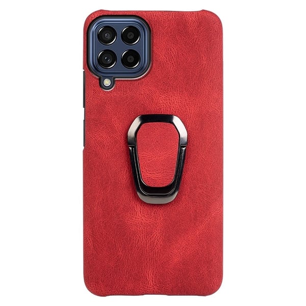 Støtsikkert skinndeksel med ovalt kickstand for Samsung Galaxy M53 5G - Rød