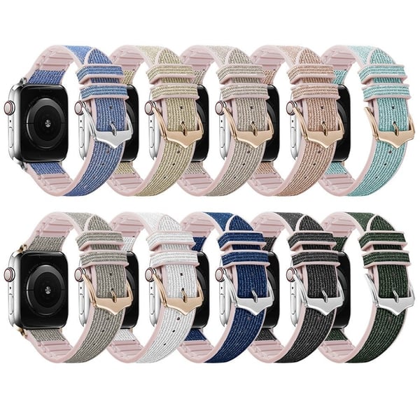 Apple Watch (45 mm) blank, glitrende klokkerem i silikon - Blå