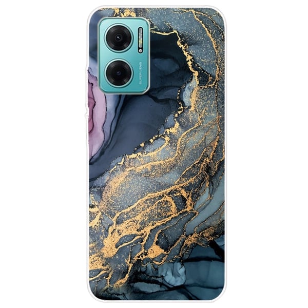Marmordesign Xiaomi Redmi Note 11E deksel - Blå På Gyllen Marmor