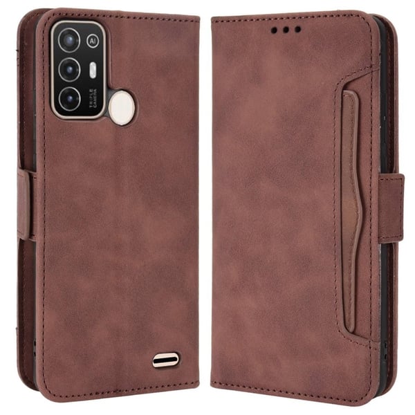 Lommebok-etui i moderne skinn-design ZTE Blade A52 - Brun