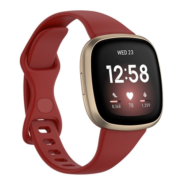 Fitbit Versa 4 / Sense enkelt klockarmband - Mörkröd Storlek: S