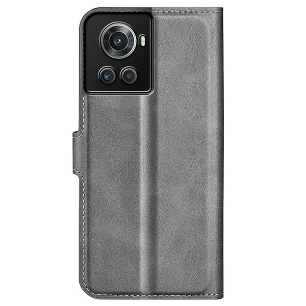 Skinn-etui i lommebok-stil for OnePlus 10R / OnePlus Ace - Lysegrå