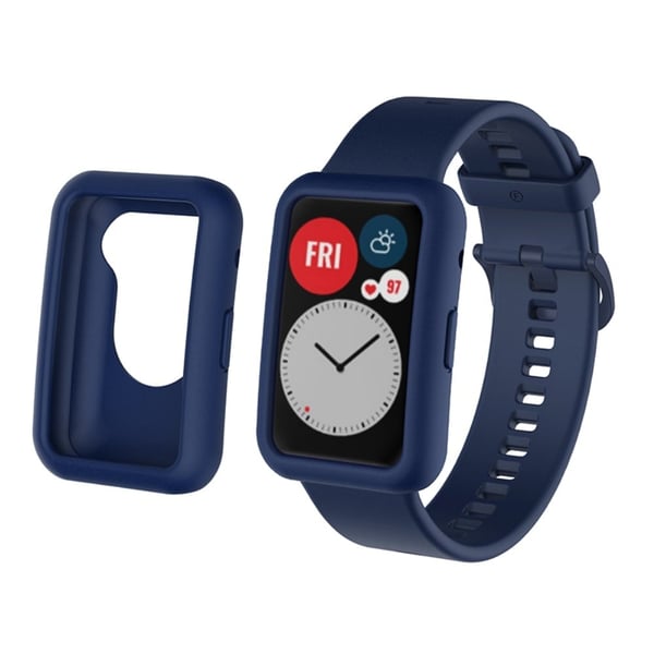 Huawei Watch Fit klokkerem og deksel i silikon - Marineblå Huawei Watch Fit klokkerem og deksel i silikon - Marineblå