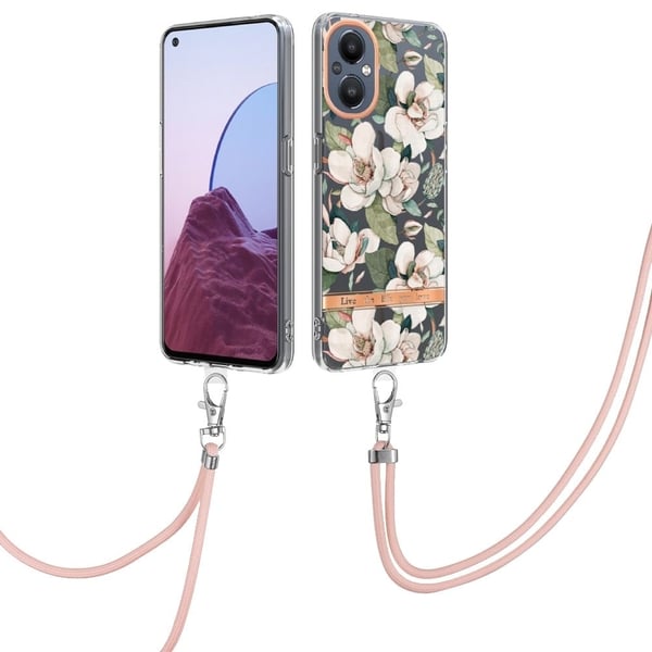 Slank og slitesterk softcover med nøkkelbånd til OnePlus Nord N20 5G - Grønn Gardenia