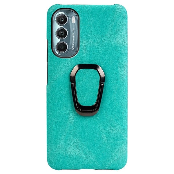 Støtsikkert skinndeksel med ovalt kickstand for Motorola Moto G Stylus 5G (2022) - Cyan