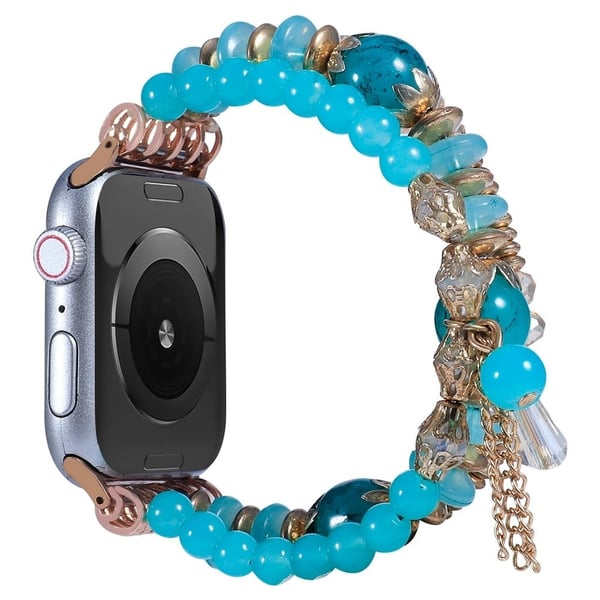 Apple Watch (45 mm) fasjonabel klokkerem med agatperler - Innsjøblå Apple Watch (45 mm) fasjonabel klokkerem med agatperler - Innsjøblå