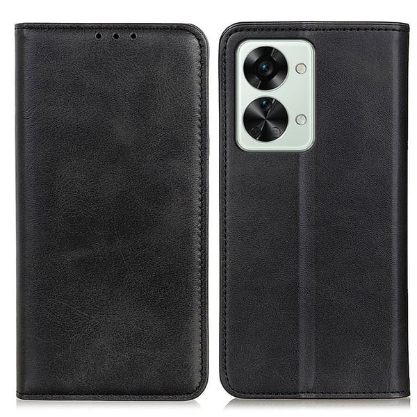 Flipveske i ekte skinn i lommebokstil for OnePlus Nord 2T - Svart