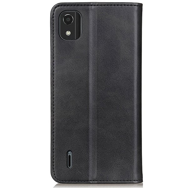 Flipveske i ekte skinn i lommebokstil for Nokia C2 2nd Edition - Svart