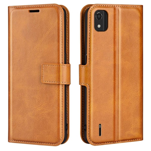 Skinn-etui i lommebok-stil for Nokia C2 2nd Edition - Gul