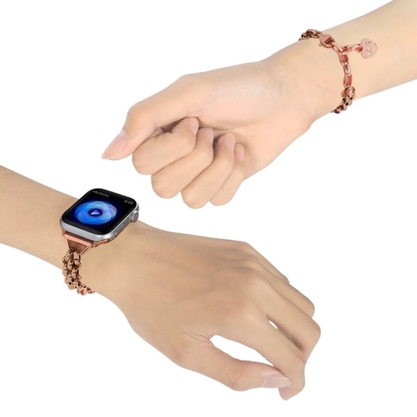 Apple Watch (45 mm) i rustfritt stål med hjerteanheng - Rose Gull