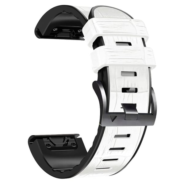 22 mm urrem i læder med krokodillestruktur til Garmin-ur - Hvid 22 mm urrem i læder med krokodillestruktur til Garmin-ur - Hvid