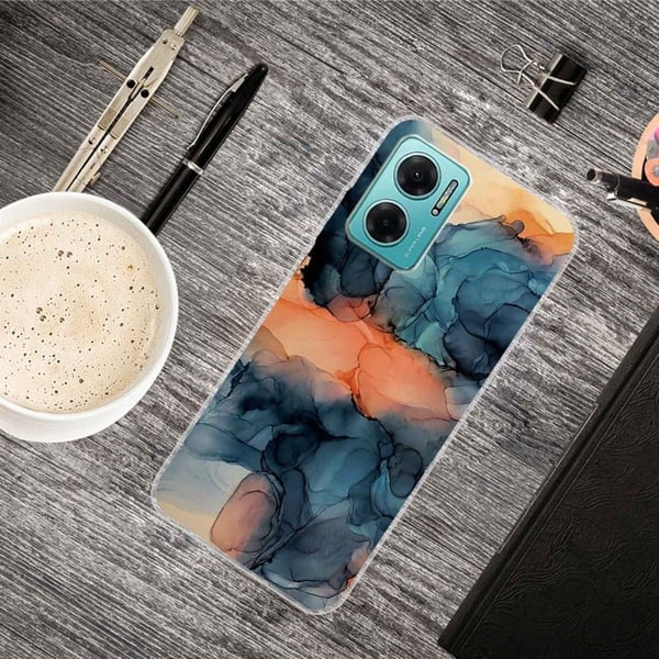 Marmordesign Xiaomi Redmi Note 11E deksel - Oransje Mellom Det Blå