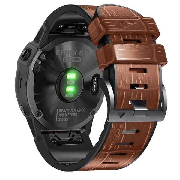 26mm Crocodile tekstuuri nahkainen ranneke Garmin kello - Ruskea