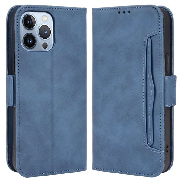 Lommebok-etui i moderne skinn-design iPhone 14 Plus - Blå