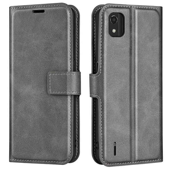 Skinn-etui i lommebok-stil for Nokia C2 2nd Edition - Grå
