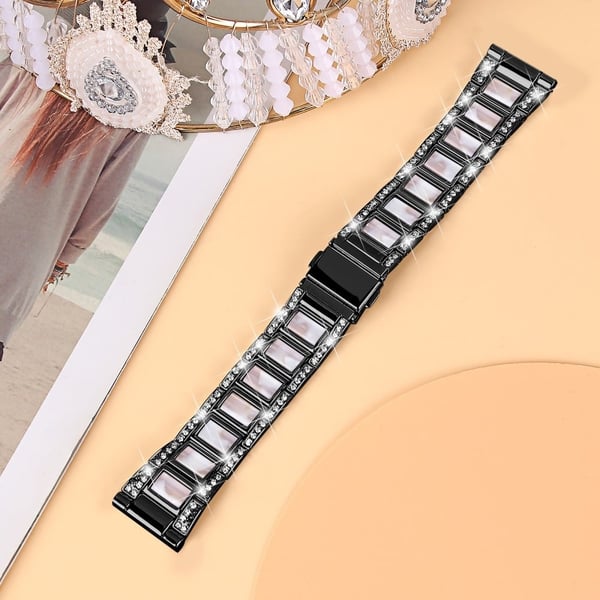 Klockarmband i resin med strassdekor för Samsung Galaxy Watch 4 - Svart / Rosa Mix