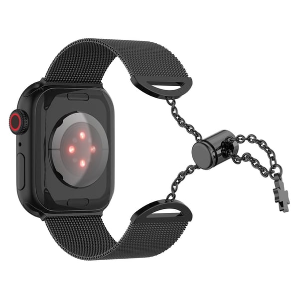 Apple Watch (45 mm) klokkerem i rustfritt stål med korsdekorasjon - Svart