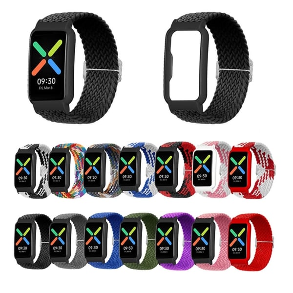 Oppo Watch Free elastisk klokkerem i nylon - Lilla / Svart